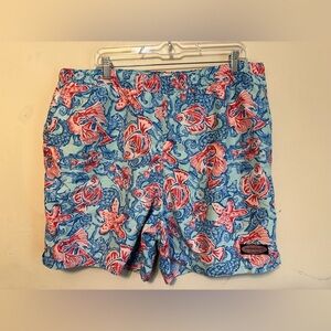 Vineyard Vines Fish And Starfish Chappy Swimtrunks Size Large Beach Pool Summer‎